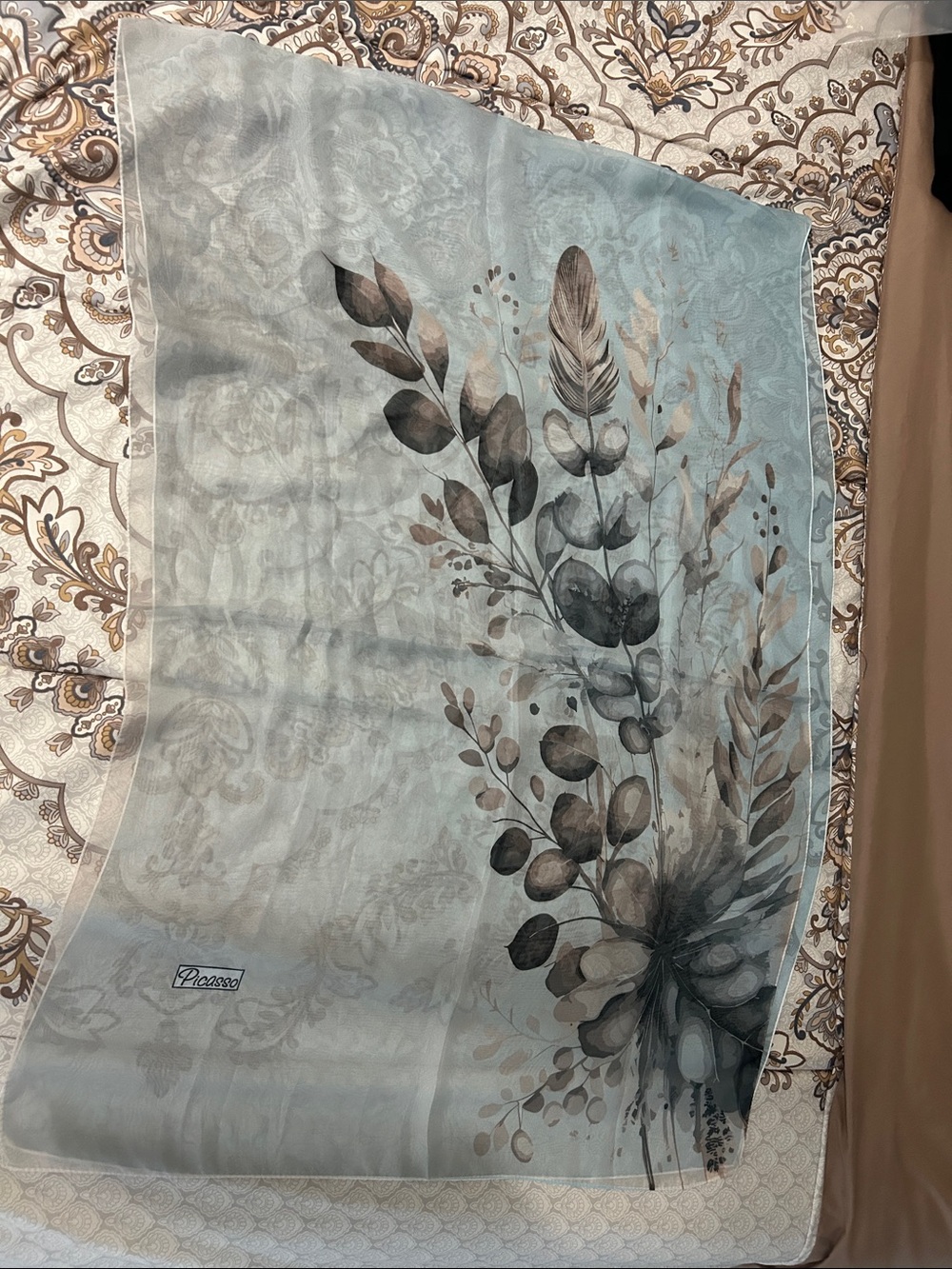 Light Blue printed chiffon hijab